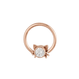 Lil Kitty - 14K Gold Gem Fixed Bead Ring - piercing - zone.com