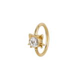 Lil Kitty - 14K Gold Gem Fixed Bead Ring - piercing - zone.com