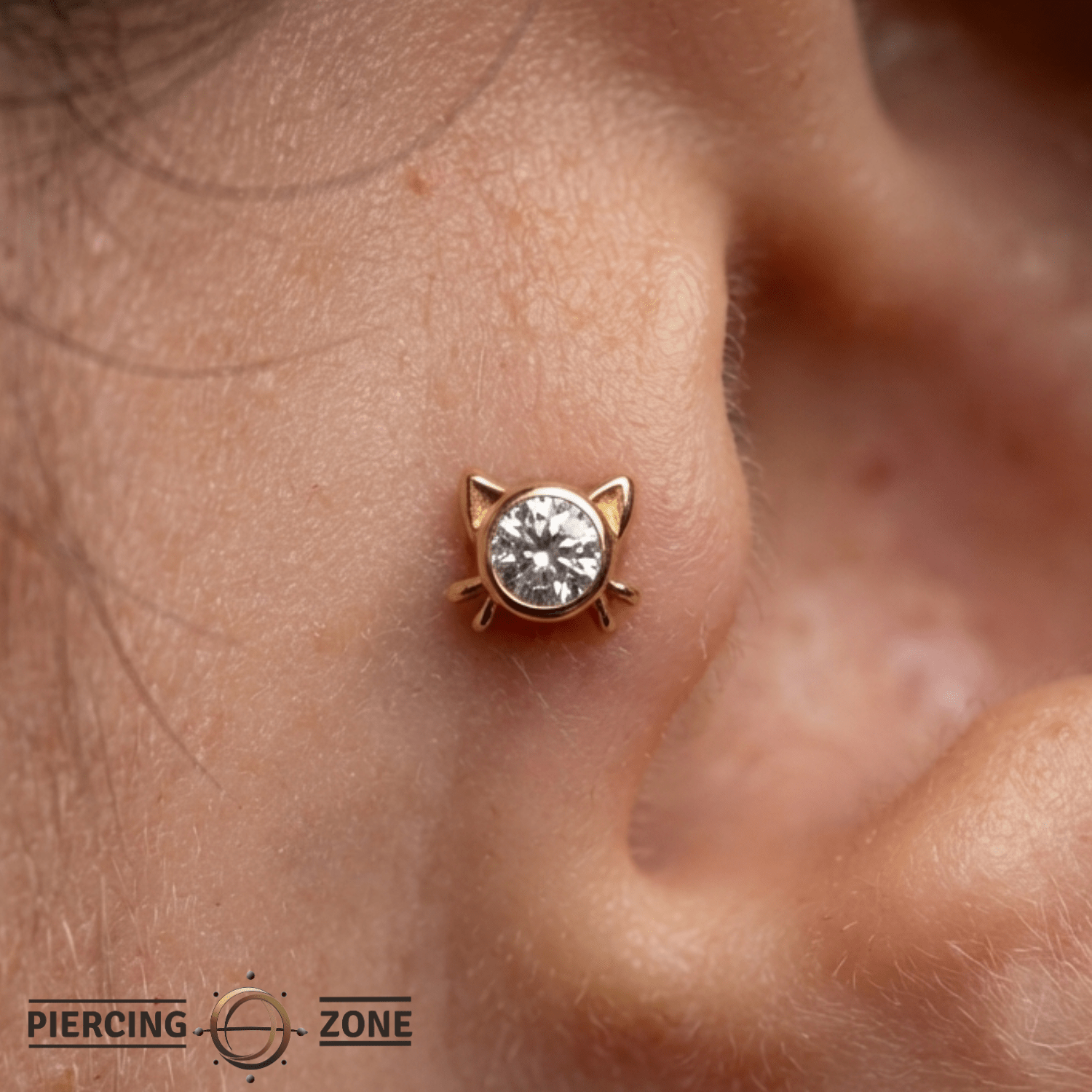 Lil Kitty – 14K Gold Threadless/Threaded End - piercing - zone.com