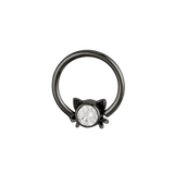 Lil Kitty - 14K Gold Gem Fixed Bead Ring