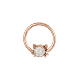 Lil Kitty - 14K Gold Gem Fixed Bead Ring