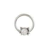 Lil Kitty - 14K Gold Gem Fixed Bead Ring