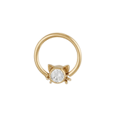 Lil Kitty - 14K Gold Gem Fixed Bead Ring