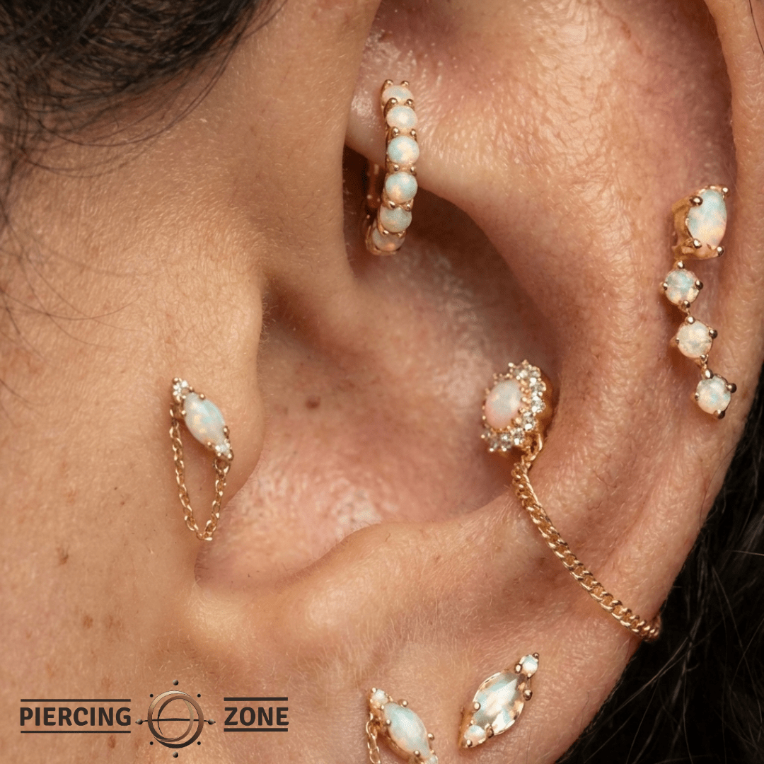 Lillia – 14K Gold Opal Clicker - piercing - zone.com