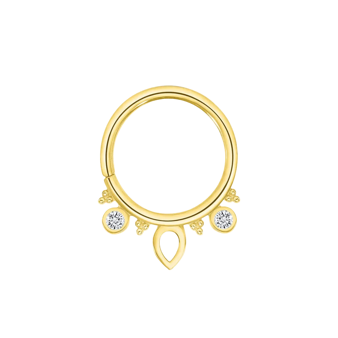 Lillian Seamless Ring – 14K Gold Petite Dual - Gem Design - piercing - zone.com