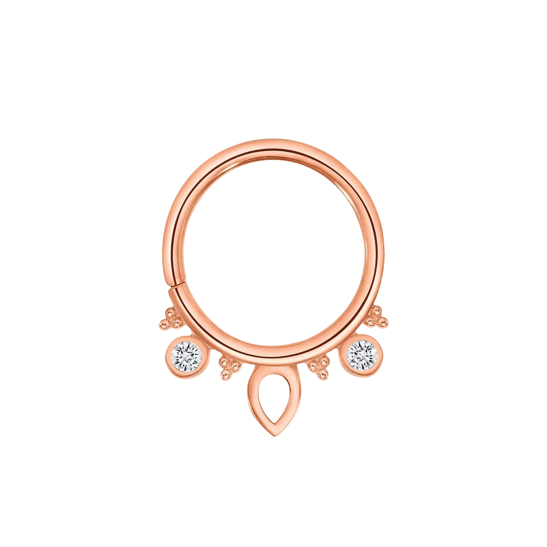Lillian Seamless Ring – 14K Gold Petite Dual - Gem Design - piercing - zone.com