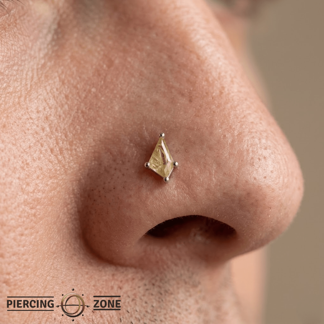 Limelight – Rutilated Quartz Kite – 14K Gold Threadless End - piercing - zone.com