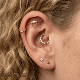 Limitless – Opal & CZ with Dual Chains – 14K Gold Threadless End - piercing - zone.com