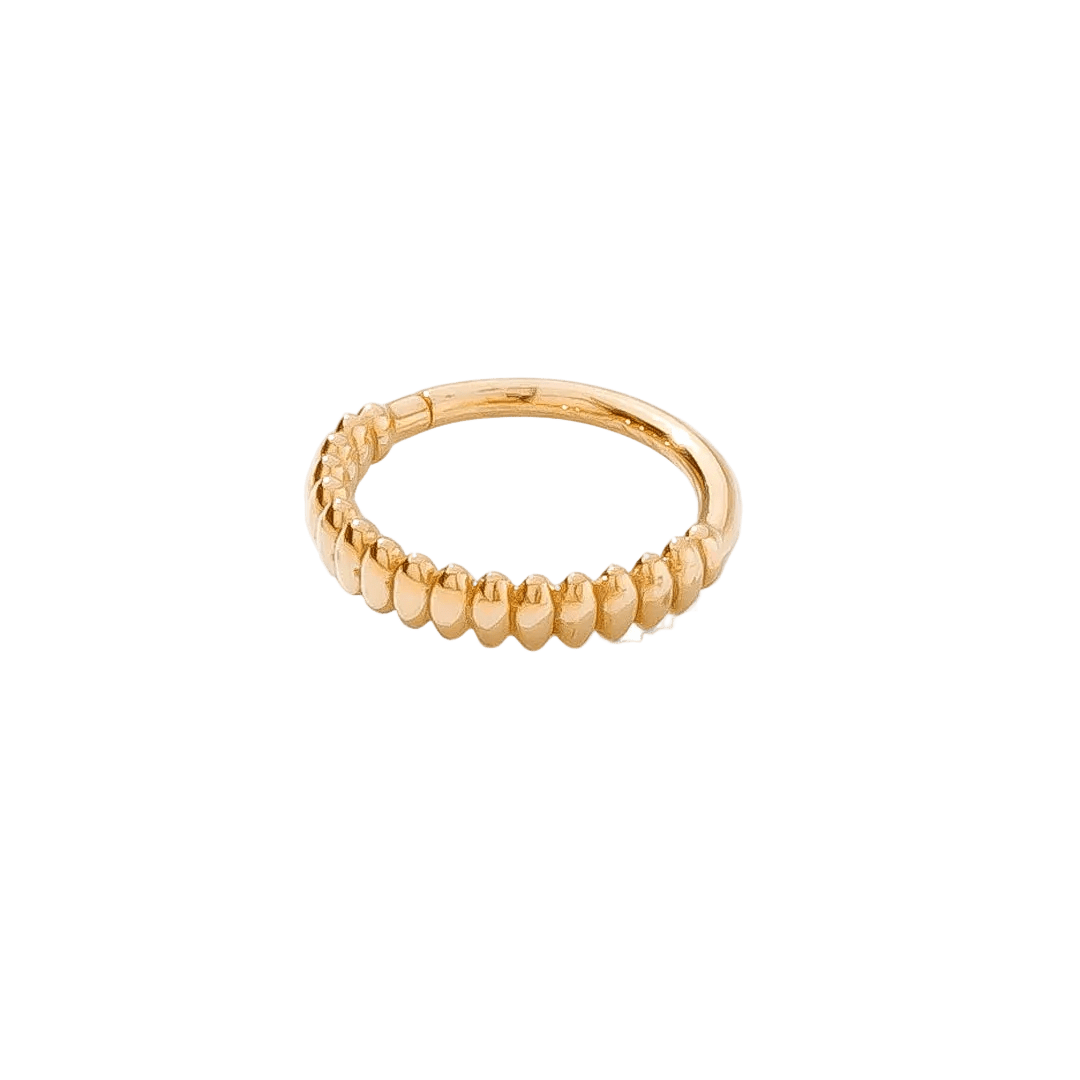 Linear Continuous Ring - 14K Gold Seamless Ring - piercing - zone.com