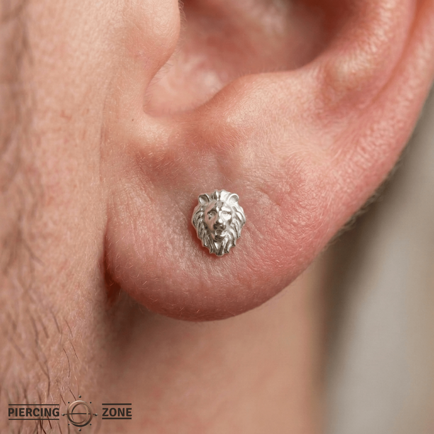 Lion – 14K Gold Threadless/Threaded End - piercing - zone.com