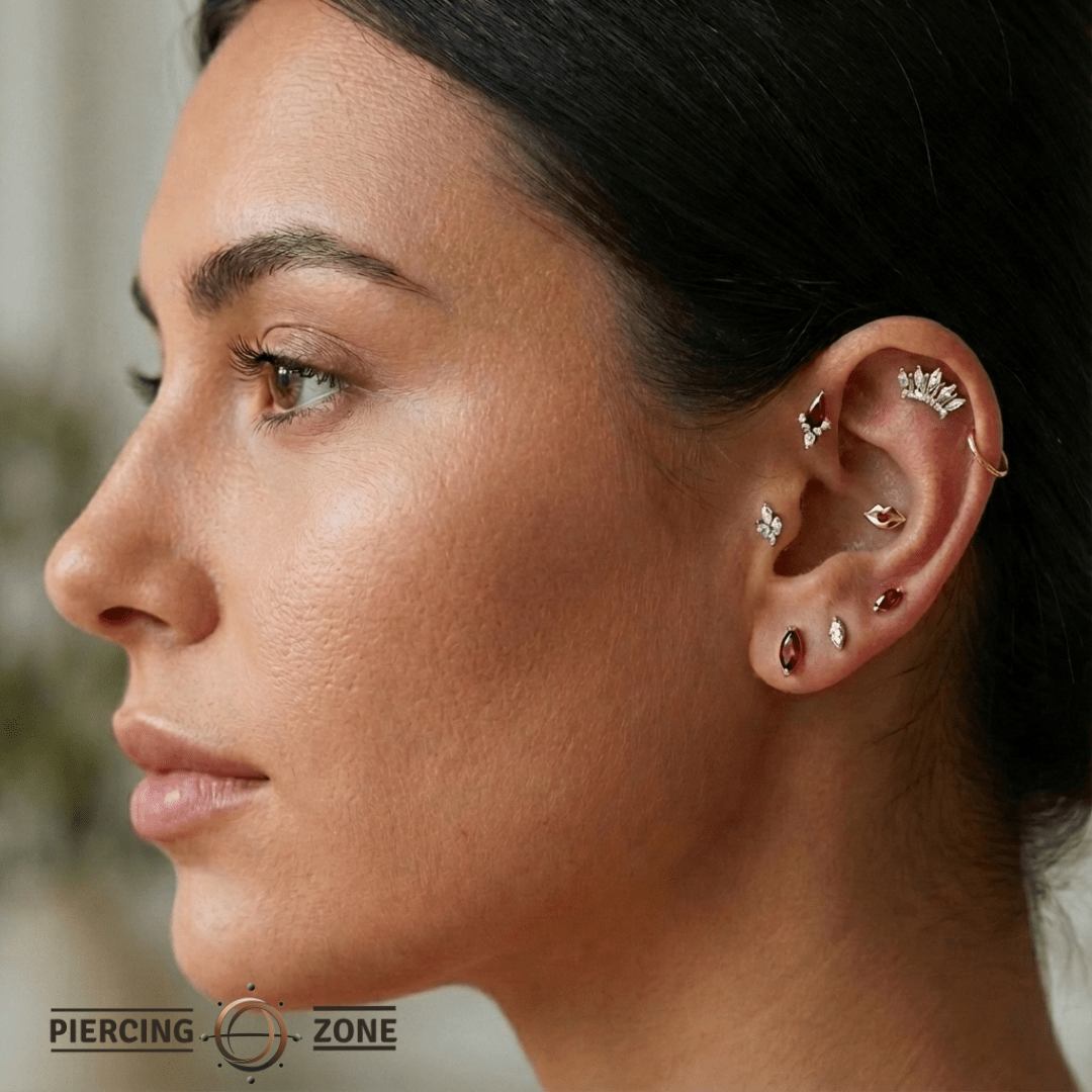 Lips with Gems – 14K/18K Gold Threadless End - piercing - zone.com