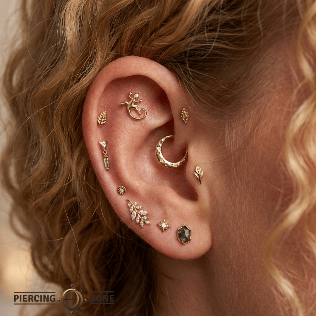 Lizard – 14K Gold Threadless/Threaded End - piercing - zone.com