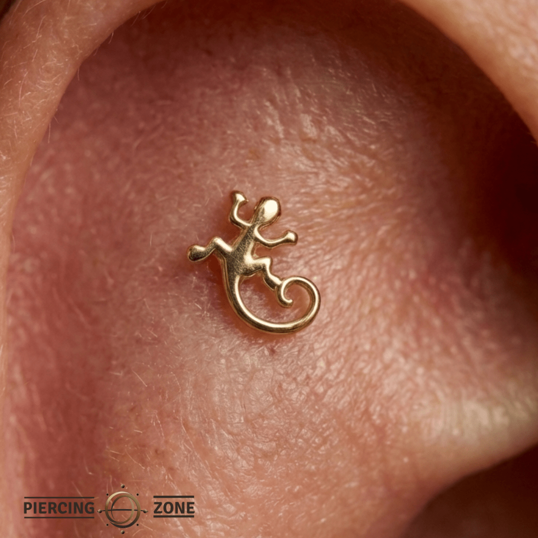 Lizard – 14K Gold Threadless/Threaded End - piercing - zone.com