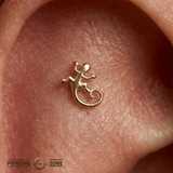 Lizard – 14K Gold Threadless/Threaded End - piercing - zone.com
