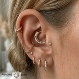 Lola – 14K Gold Pink Sapphire & Enamel Clicker Ring - piercing - zone.com