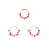 Lola – 14K Gold Pink Sapphire & Enamel Clicker Ring - piercing - zone.com