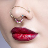 Lola – 14K Gold Pink Sapphire & Enamel Clicker Ring - piercing - zone.com