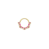 Lola – 14K Gold Pink Sapphire & Enamel Clicker Ring - piercing - zone.com