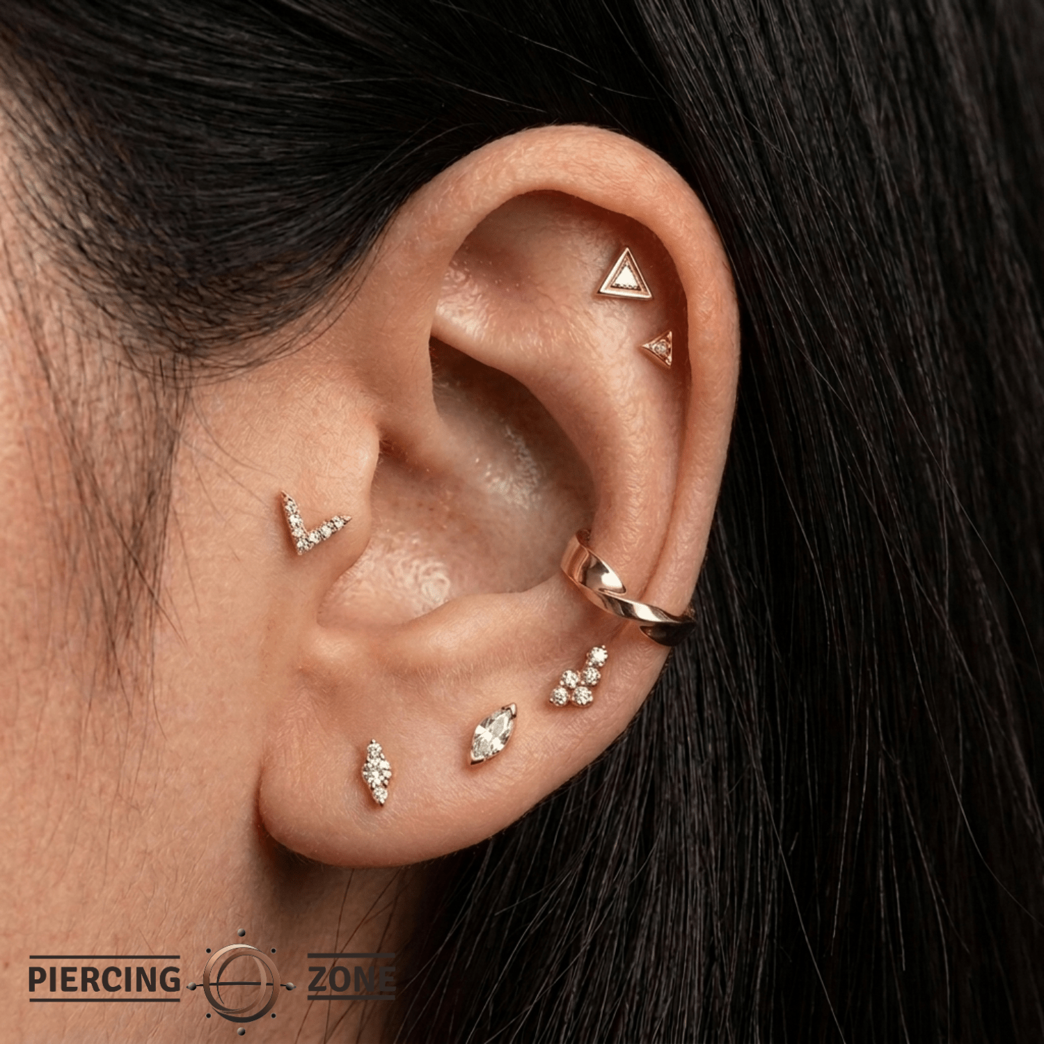 London – Sculptural Twist – 14K Gold Clicker Ring - piercing - zone.com