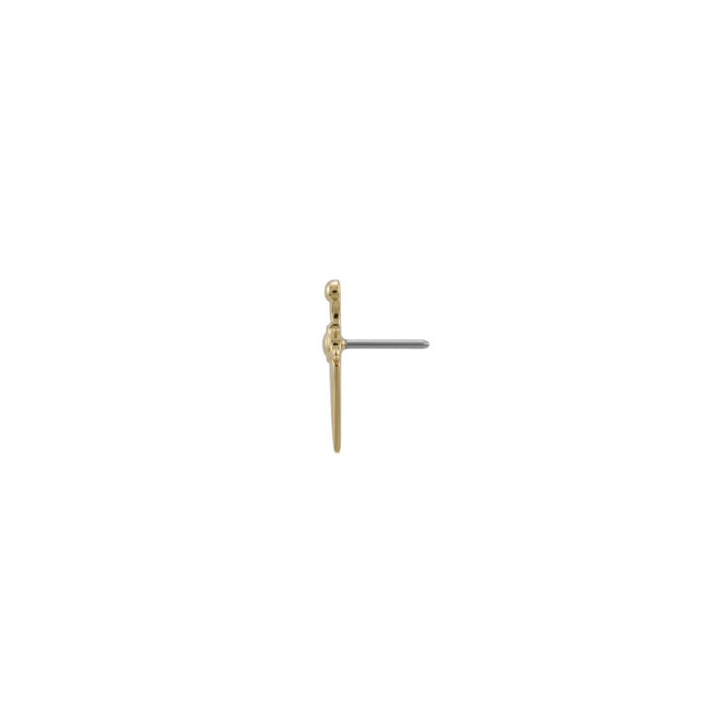 Long Dagger - 18K Gold Threadless End - piercing - zone.com