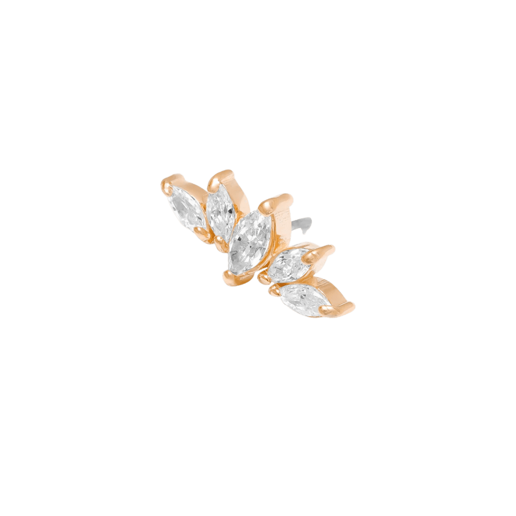 Lotus Bloom Pin - 14K Gold Gem Lotus Threadless End - piercing - zone.com
