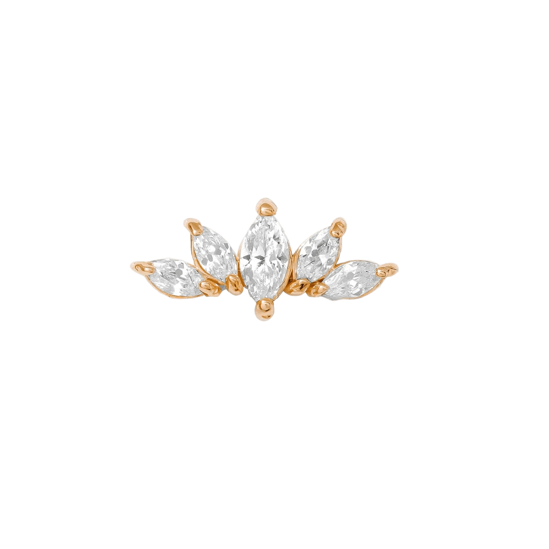 Lotus Bloom Pin - 14K Gold Gem Lotus Threadless End - piercing - zone.com