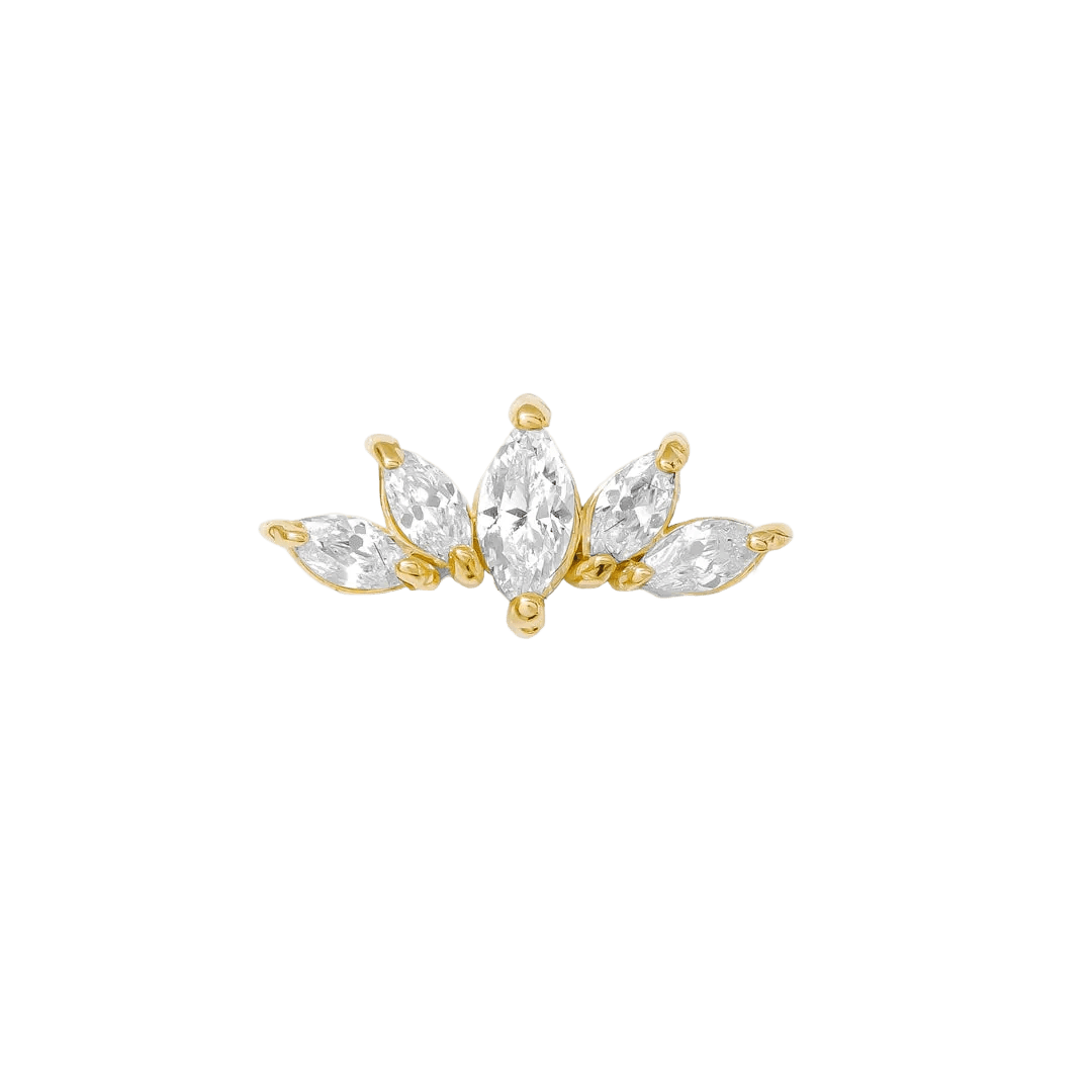 Lotus Bloom Pin - 14K Gold Gem Lotus Threadless End - piercing - zone.com