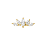 Lotus Bloom Pin - 14K Gold Gem Lotus Threadless End - piercing - zone.com