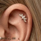 Lotus Bloom Pin - 14K Gold Gem Lotus Threadless End - piercing - zone.com