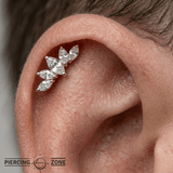 Lotus Bloom Pin - 14K Gold Gem Lotus Threadless End - piercing - zone.com