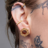 Lotus Drop – Gold - Plated Sacred Dangle – Sterling Eyelet Pair - piercing - zone.com