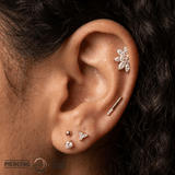 Love Line – CZ Bar Connector – 14K Gold Threadless End - piercing - zone.com