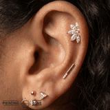Love Line – CZ Bar Connector – 14K Gold Threadless End - piercing - zone.com