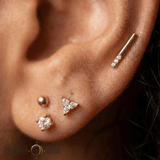 Love Line – CZ Bar Connector – 14K Gold Threadless End - piercing - zone.com