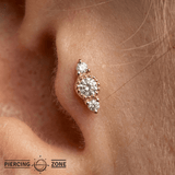 Lucien – Milgrain CZ Trio – 14K Gold Threadless End - piercing - zone.com