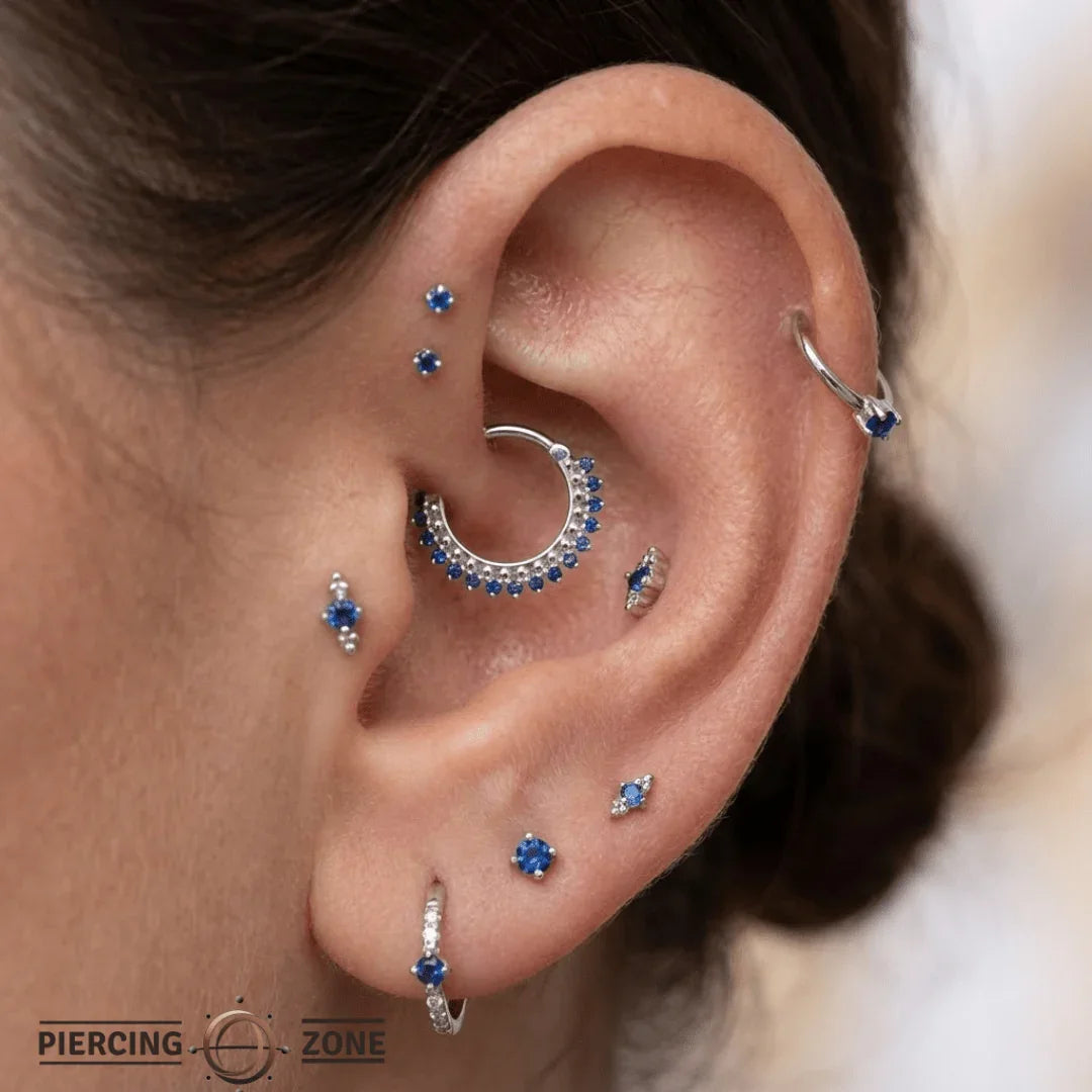 Lucina Clicker with 17 Gems – 14K & 18K Gold - piercing - zone.com