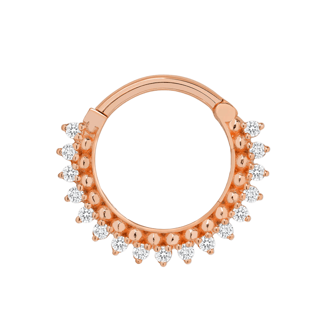 Lucina Clicker with 17 Gems – 14K & 18K Gold - piercing - zone.com