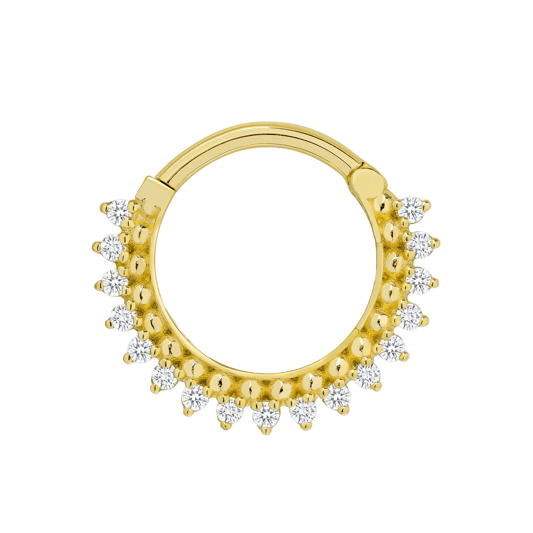 Lucina Clicker with 17 Gems – 14K & 18K Gold - piercing - zone.com