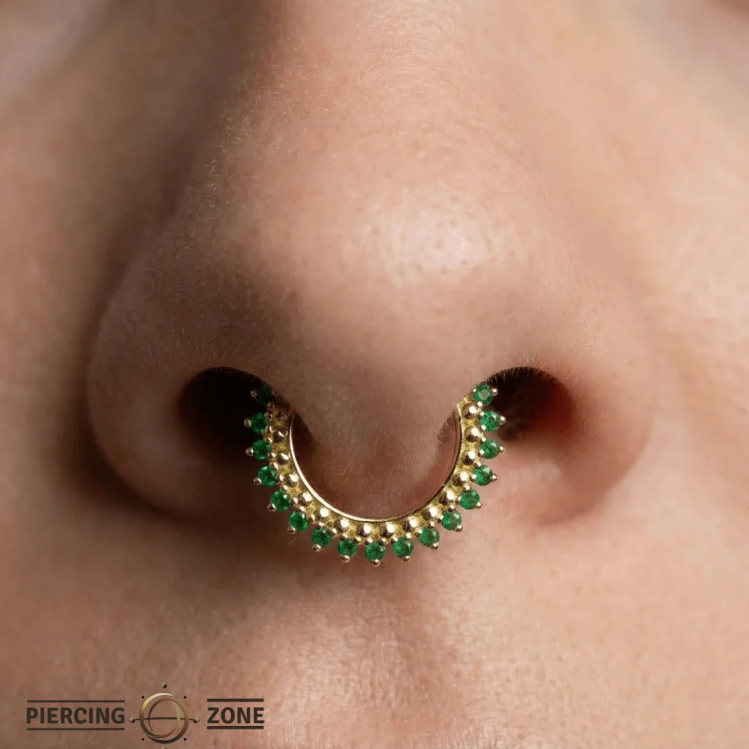 Lucina Clicker with 17 Gems – 14K & 18K Gold - piercing - zone.com