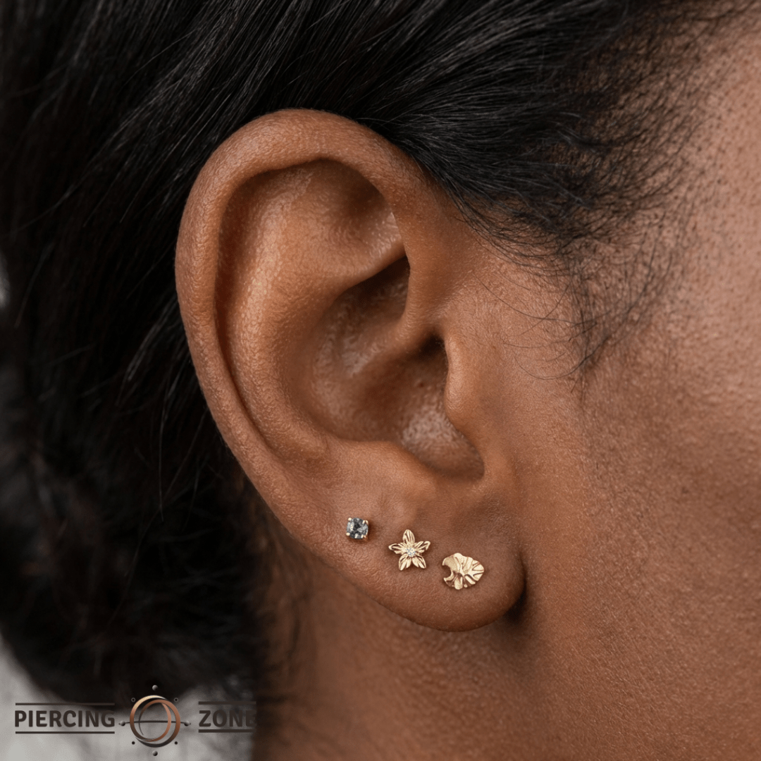 Lula Diamond Flower – 14K Gold Floral Threadless End - piercing - zone.com
