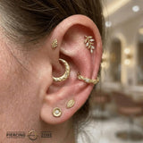 Lulu Seamless Ring – 14K Gold Micro - Gem Cup & Divot Design - piercing - zone.com