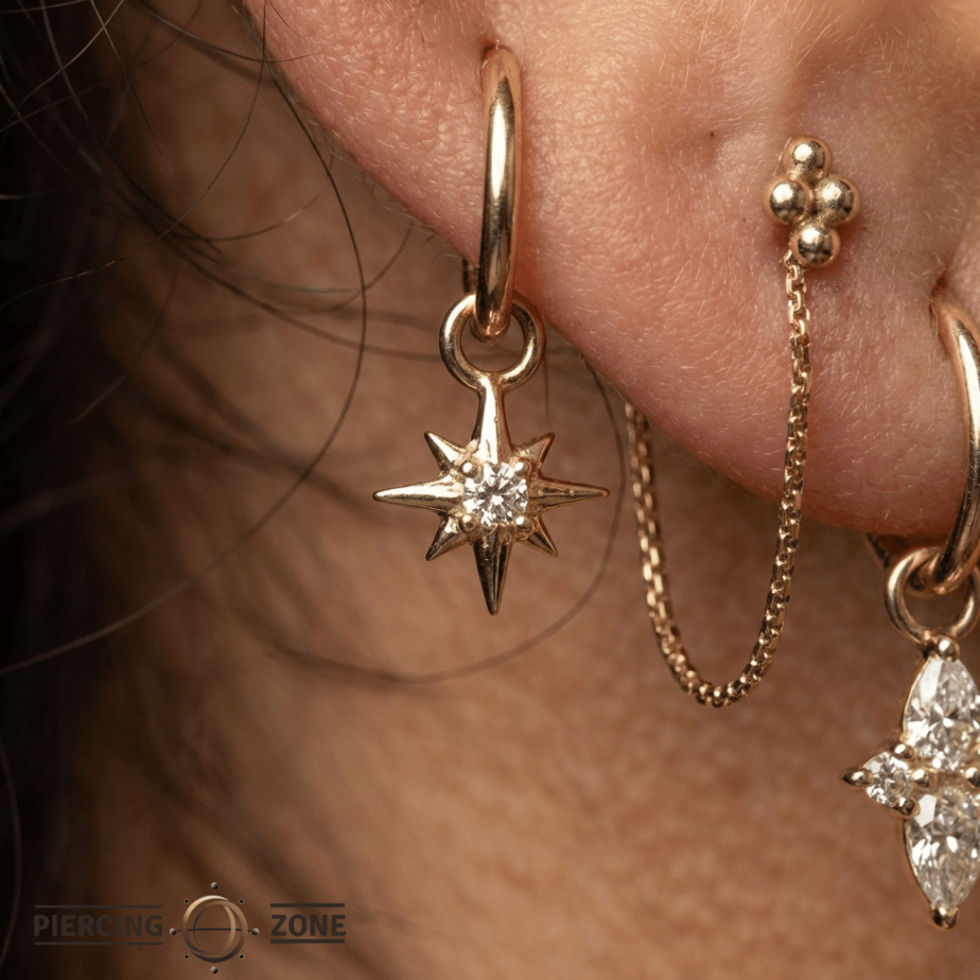 Luminary – CZ Accent – 14K Gold Charm - piercing - zone.com