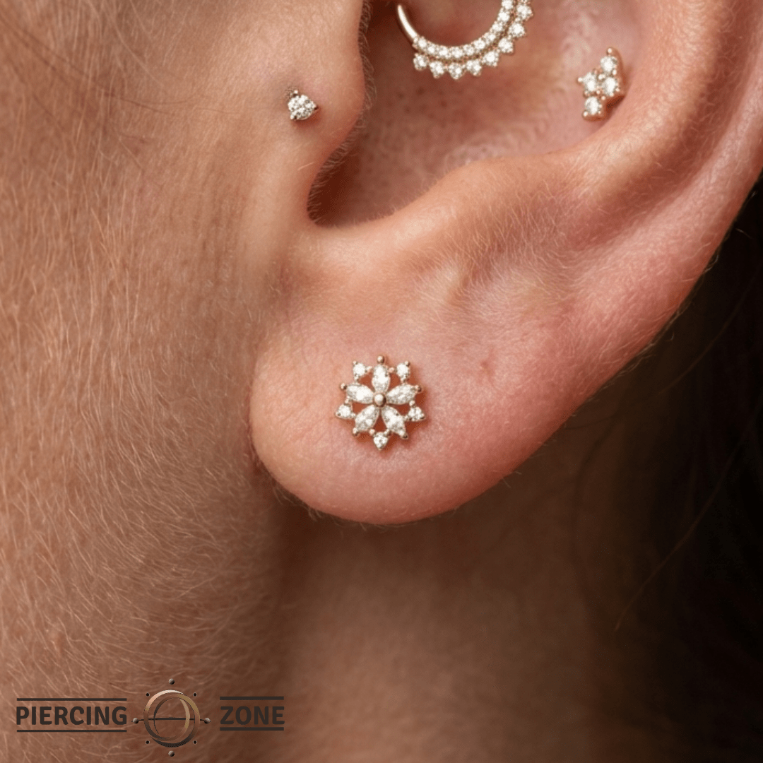 Luminescent – CZ Starburst – 14K Gold Threadless End - piercing - zone.com