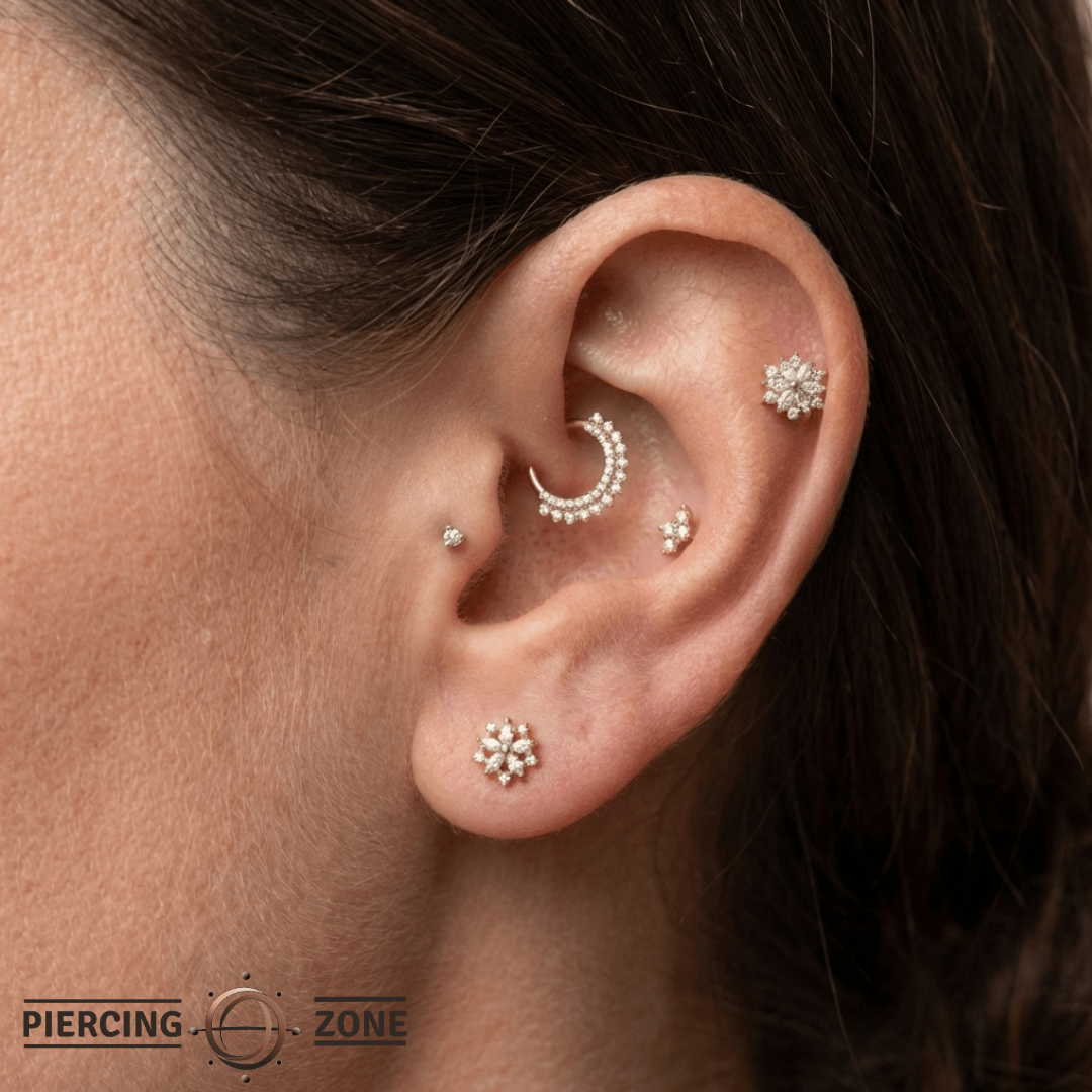 Luminescent – CZ Starburst – 14K Gold Threadless End - piercing - zone.com
