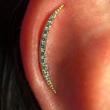 Luna – 14K/18K Gold Multi - Stone Crescent Threadless End - piercing - zone.com