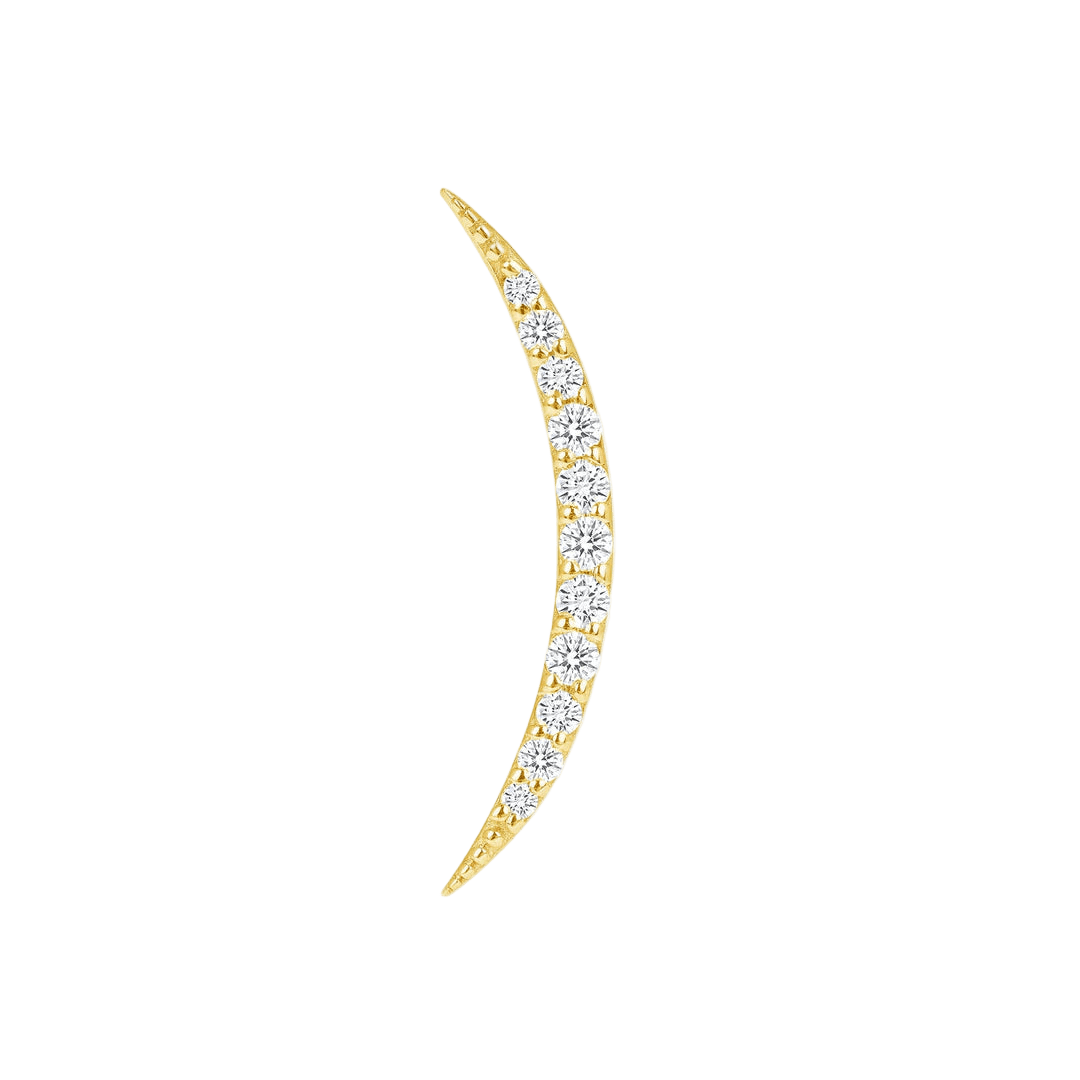 Luna – 14K/18K Gold Multi - Stone Crescent Threadless End - piercing - zone.com