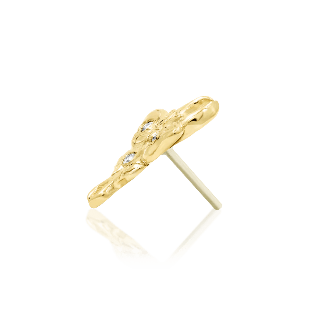 Luna – CZ Accented Moth – 14K Gold Threadless End - piercing - zone.com
