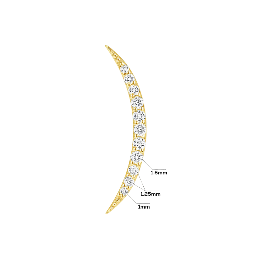 Luna – 14K/18K Gold Multi-Stone Crescent Threadless End