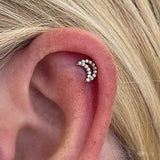Lunar – CZ Crescent Moon – 14K Gold Threadless End - piercing - zone.com