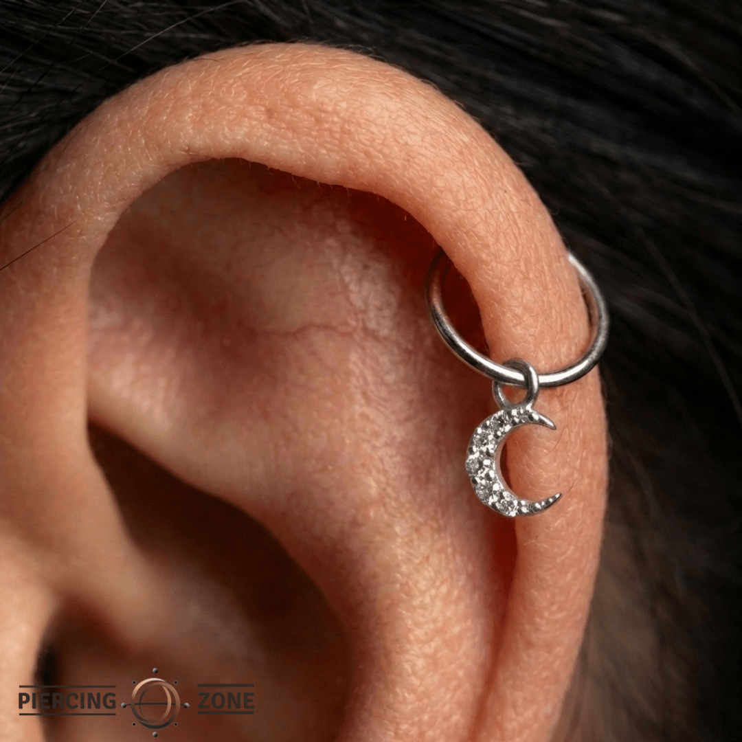 Lunette – CZ Cluster – 14K Gold Charm - piercing - zone.com